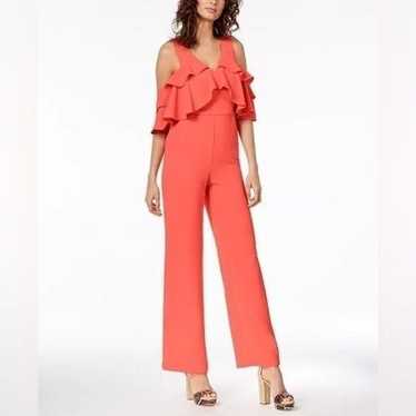 TRINA TURK Josephine Ruffled Cold-Shoulder Jumpsu… - image 1