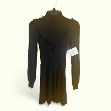 Reformation textured mock neck tencel black dress… - image 1