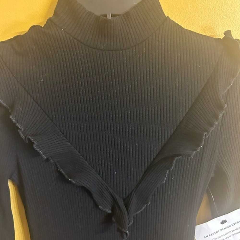 Reformation textured mock neck tencel black dress… - image 8