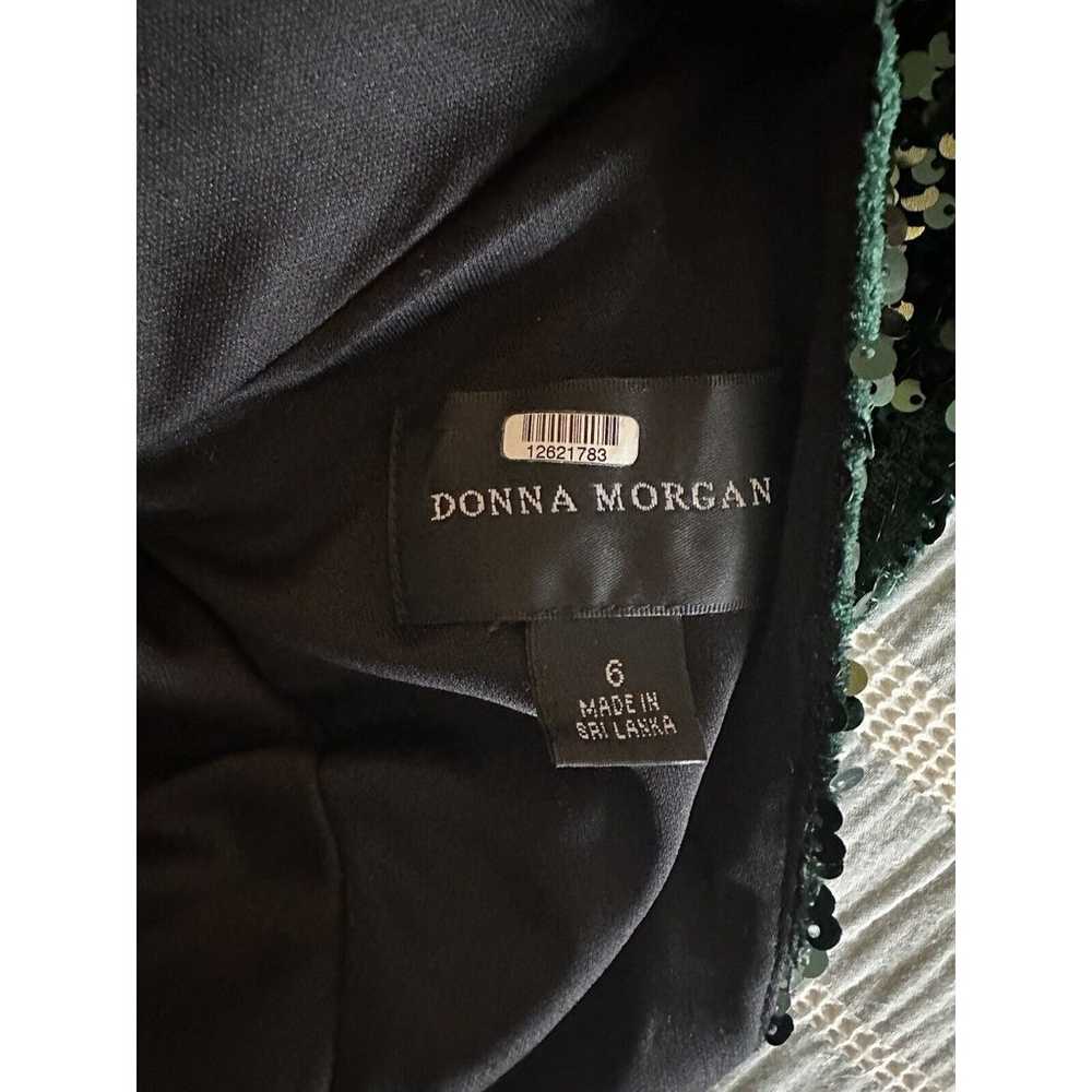 Donna Morgan Green Stretch Sequin Mock Neck Open … - image 3