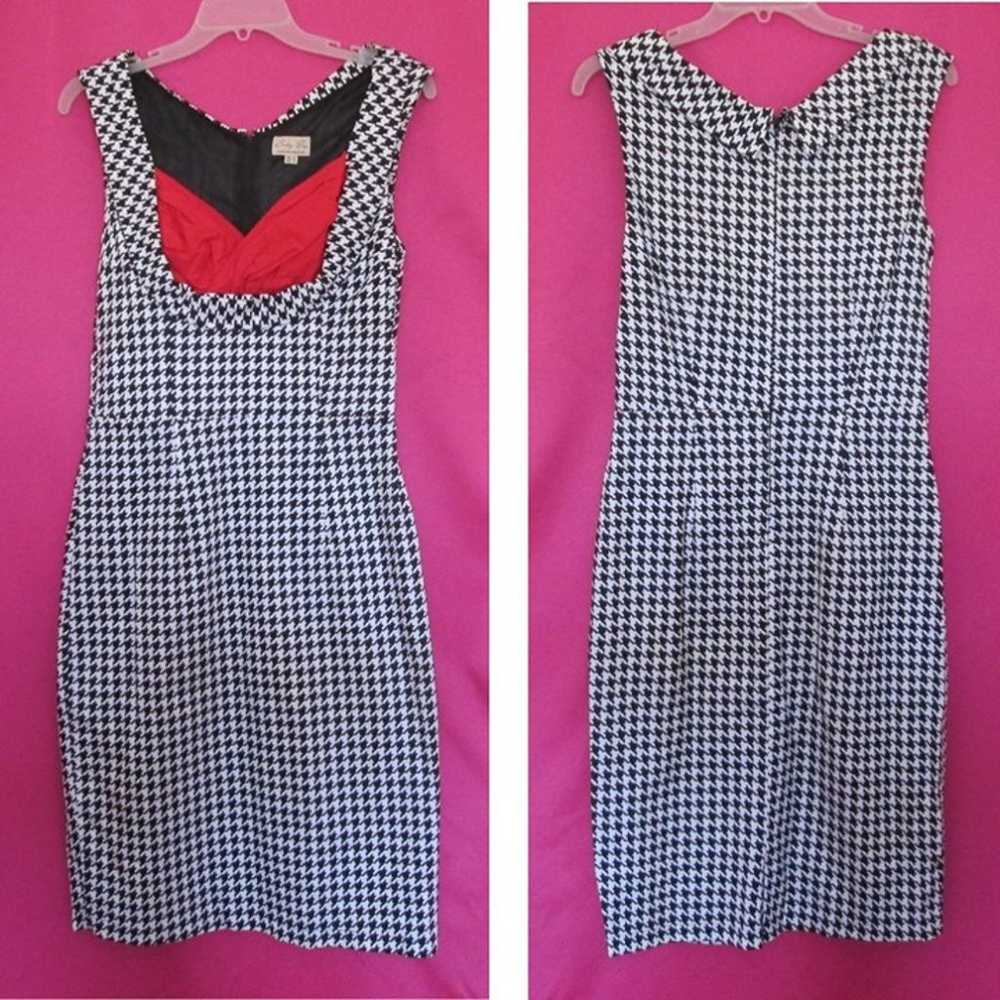 rockabilly lindy bop red houndstooth dress size l… - image 5