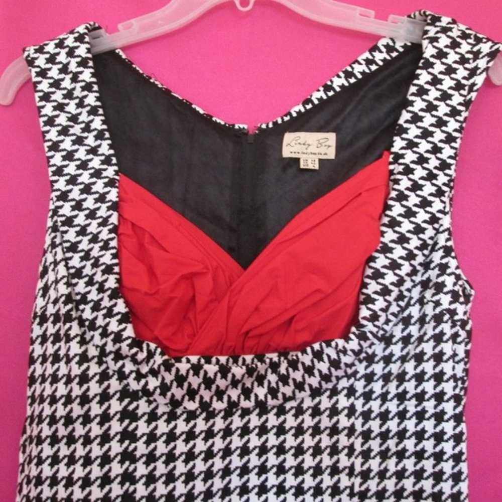 rockabilly lindy bop red houndstooth dress size l… - image 6