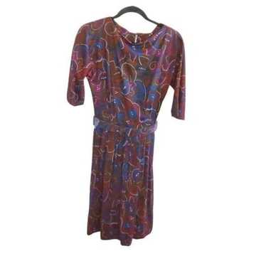 40s 50s Mod Paisley Fit & Flare Dress S