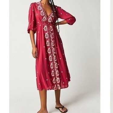 Free People Embroidered Fable Midi Dress Size Smal
