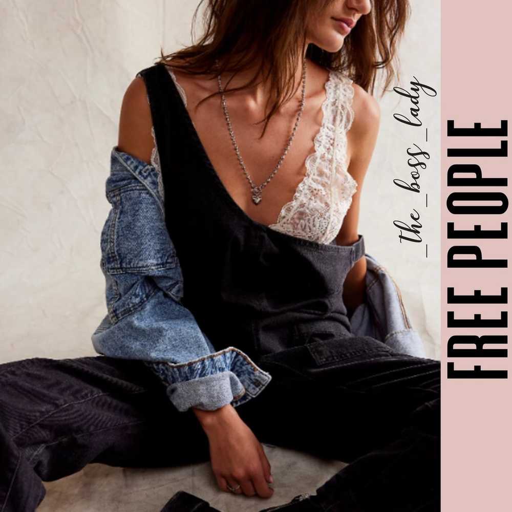 Free People jumpsuit black denim one piece romper… - image 2