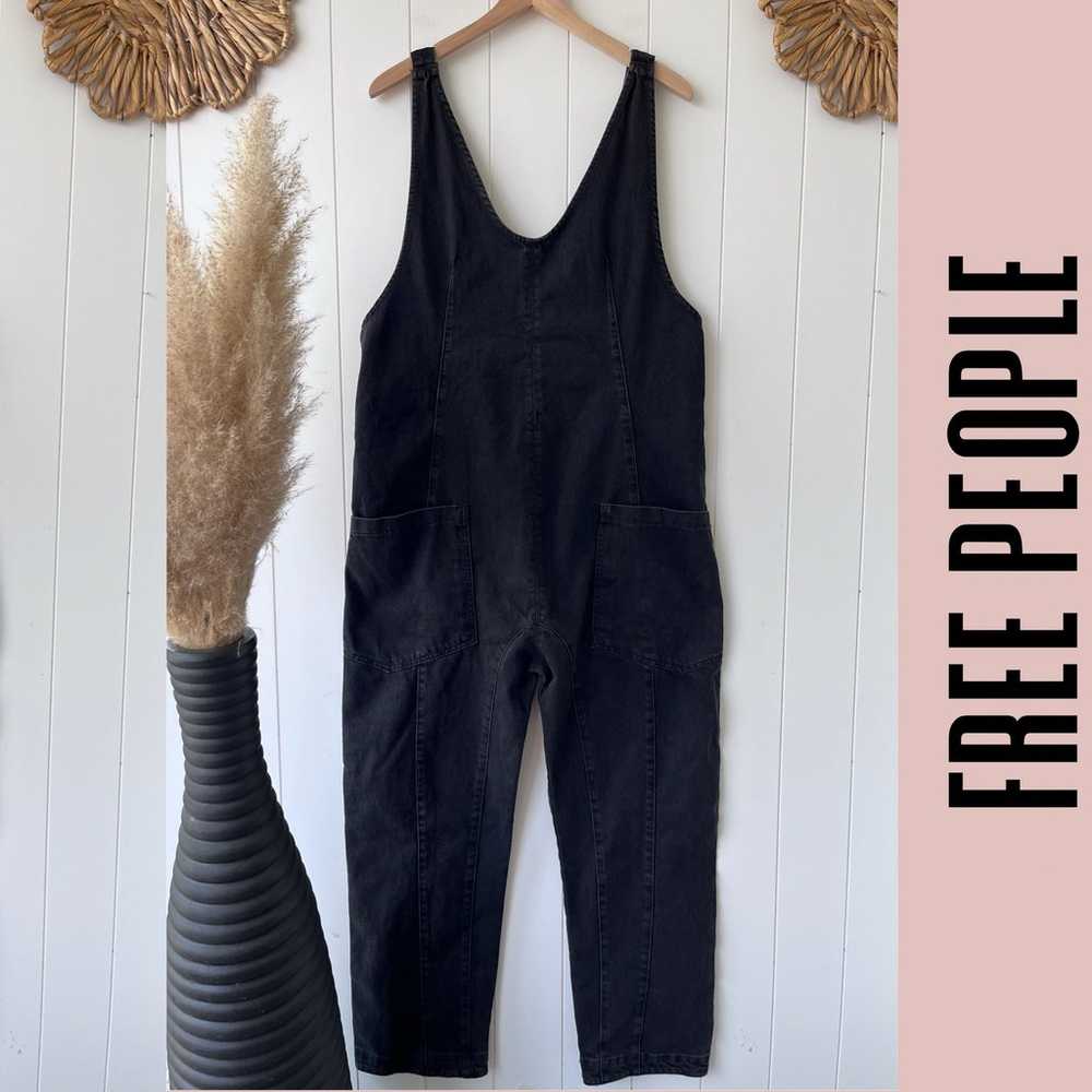 Free People jumpsuit black denim one piece romper… - image 4