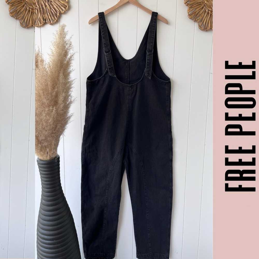 Free People jumpsuit black denim one piece romper… - image 7