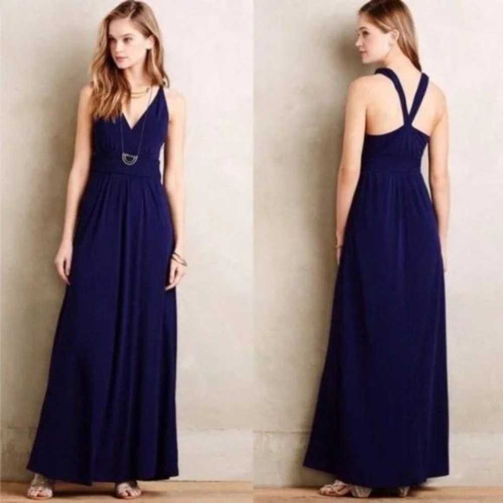 Anthropologie Maeve Yumi Maxi Dress Navy Blue V-N… - image 1