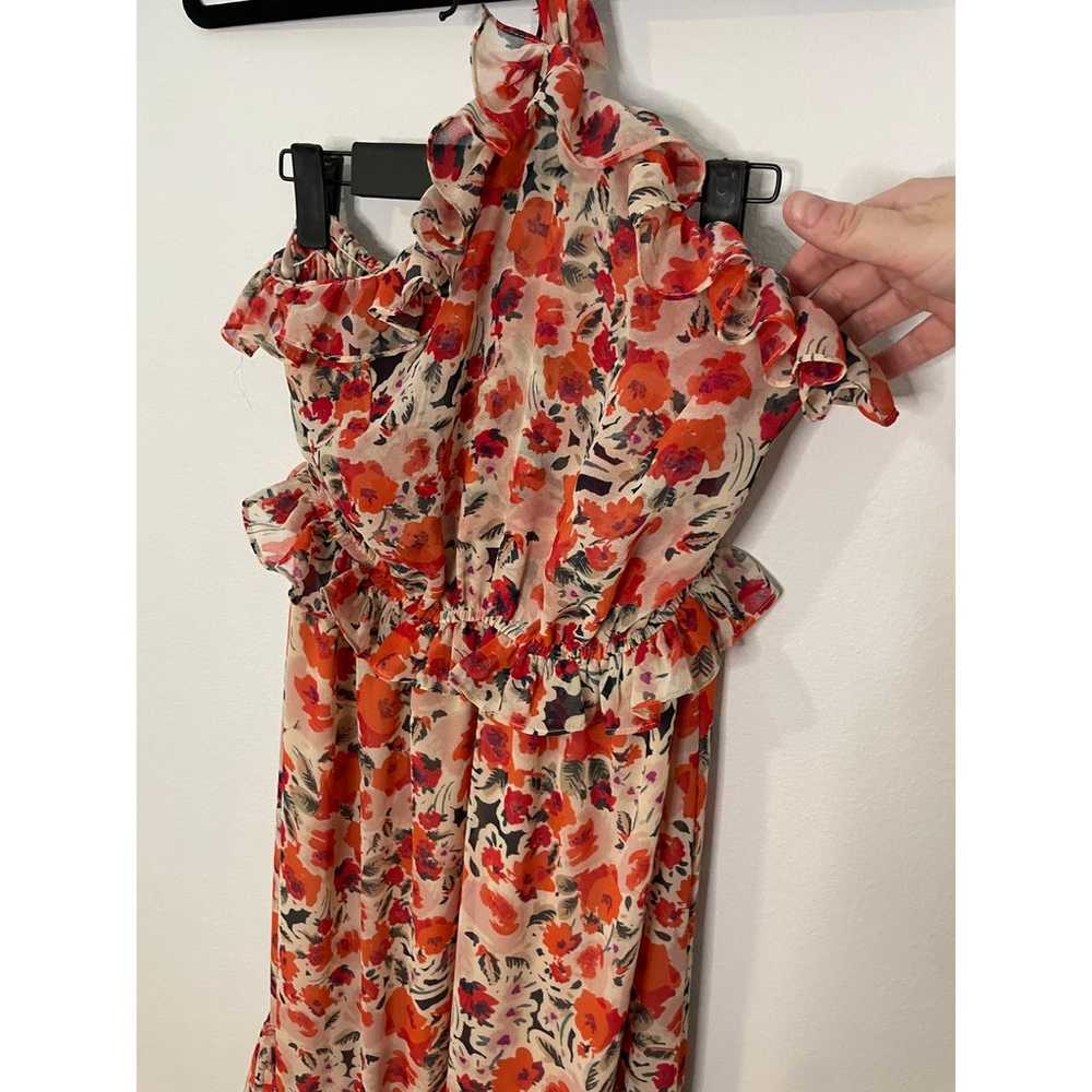 MISA Gia Dress Floral Ruffle Halter Tie Midi Maxi… - image 4