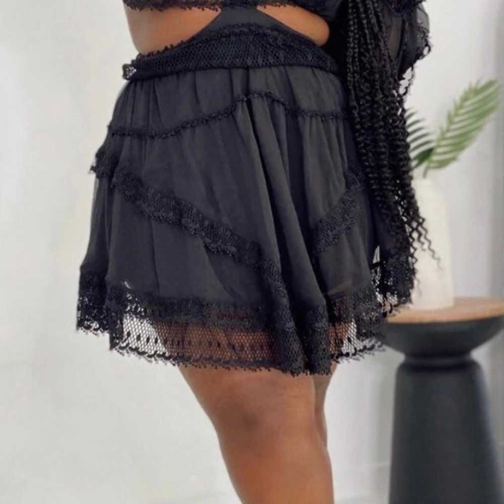 Deep v black ruffle lace dress 3x new please read… - image 4