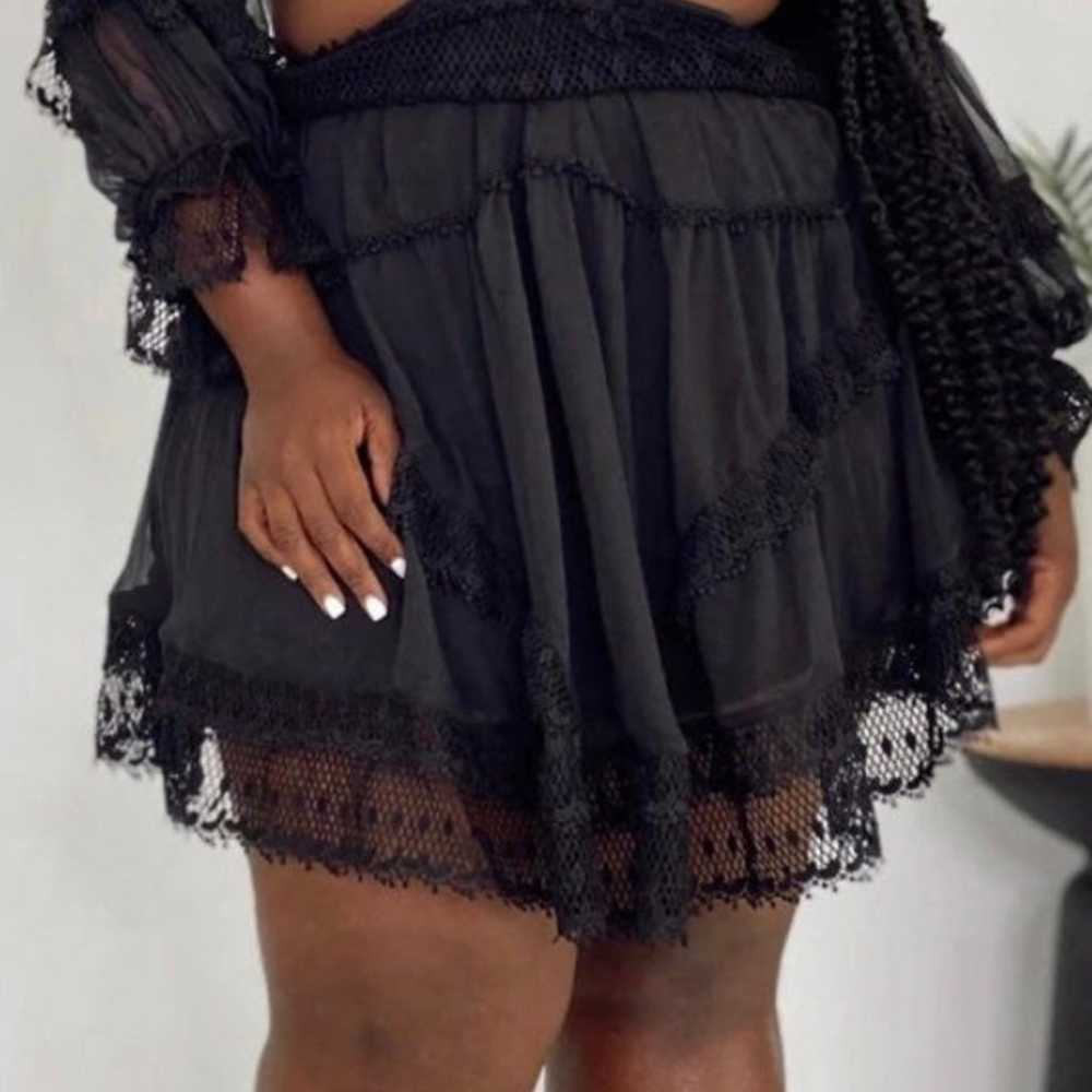 Deep v black ruffle lace dress 3x new please read… - image 5