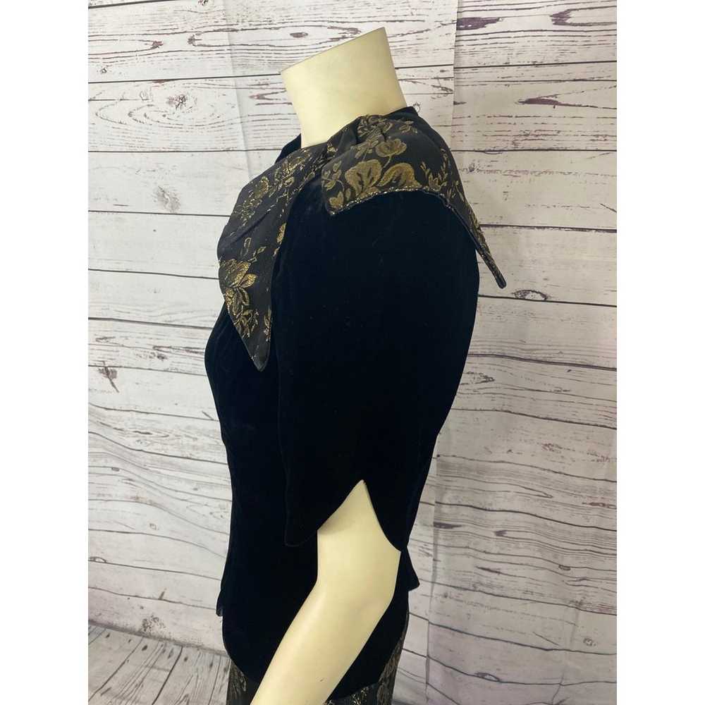 Vintage 80s Scott McClintock Black Velvet Gold Fl… - image 9