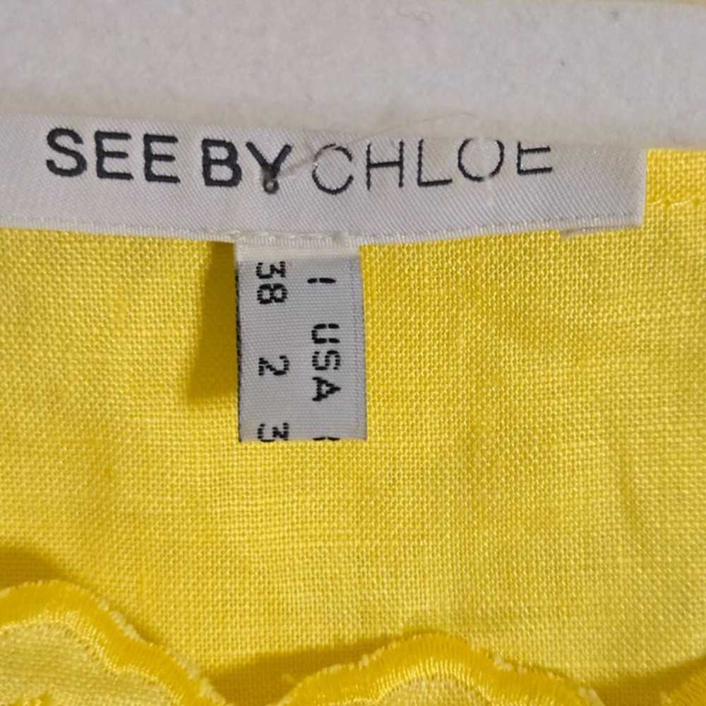 See By Chloe Y2K Yellow Linen Embroidered Mini Dr… - image 5