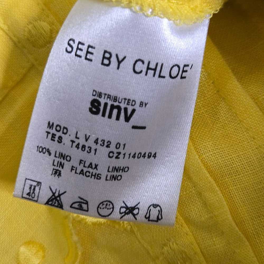 See By Chloe Y2K Yellow Linen Embroidered Mini Dr… - image 6