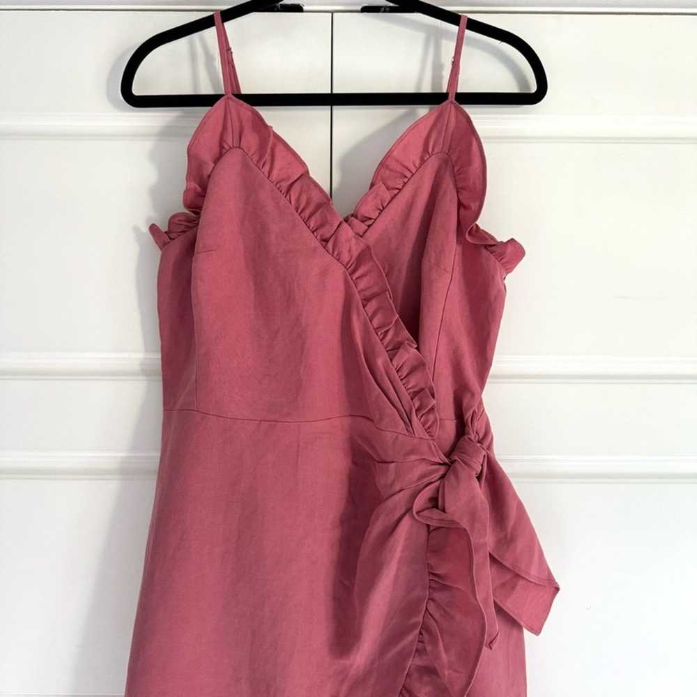 Rebecca Taylor Rose Linen Blend Ruffle Wrap Dress… - image 3