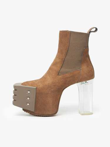 Rick Owens Brown Grill Kiss Suede Heel Boots - image 1