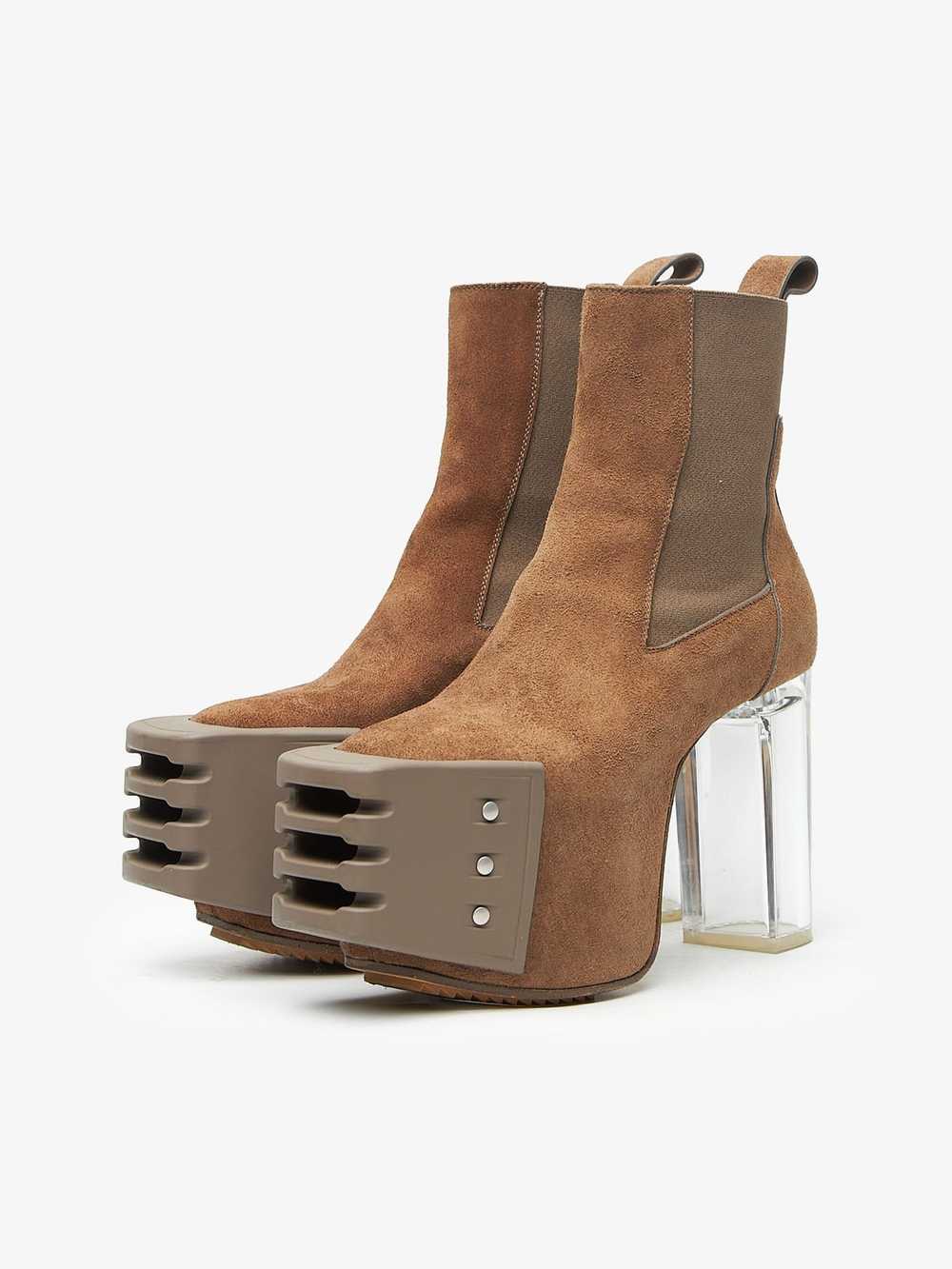 Rick Owens Brown Grill Kiss Suede Heel Boots - image 2