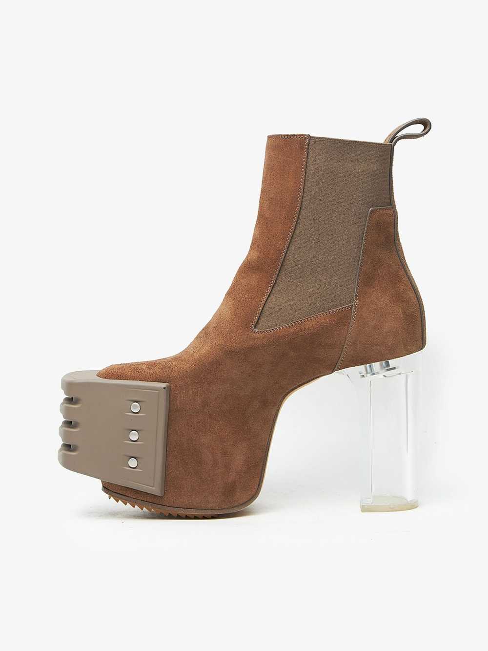 Rick Owens Brown Grill Kiss Suede Heel Boots - image 3