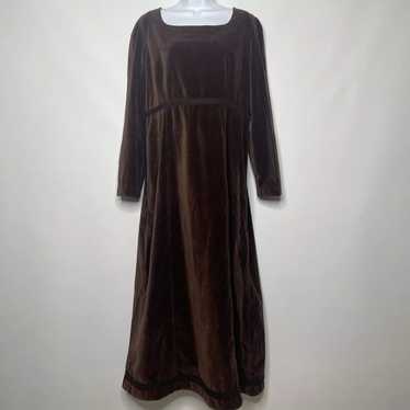 Laura Ashley × Vintage 80s 90s Brown Brushed Velv… - image 1