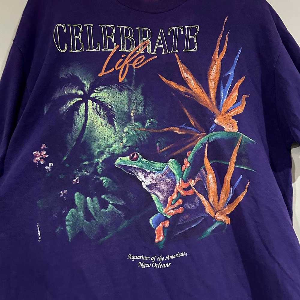 Hanes Vintage 1992 Celebrate Life Frog Tee Shirt - image 2