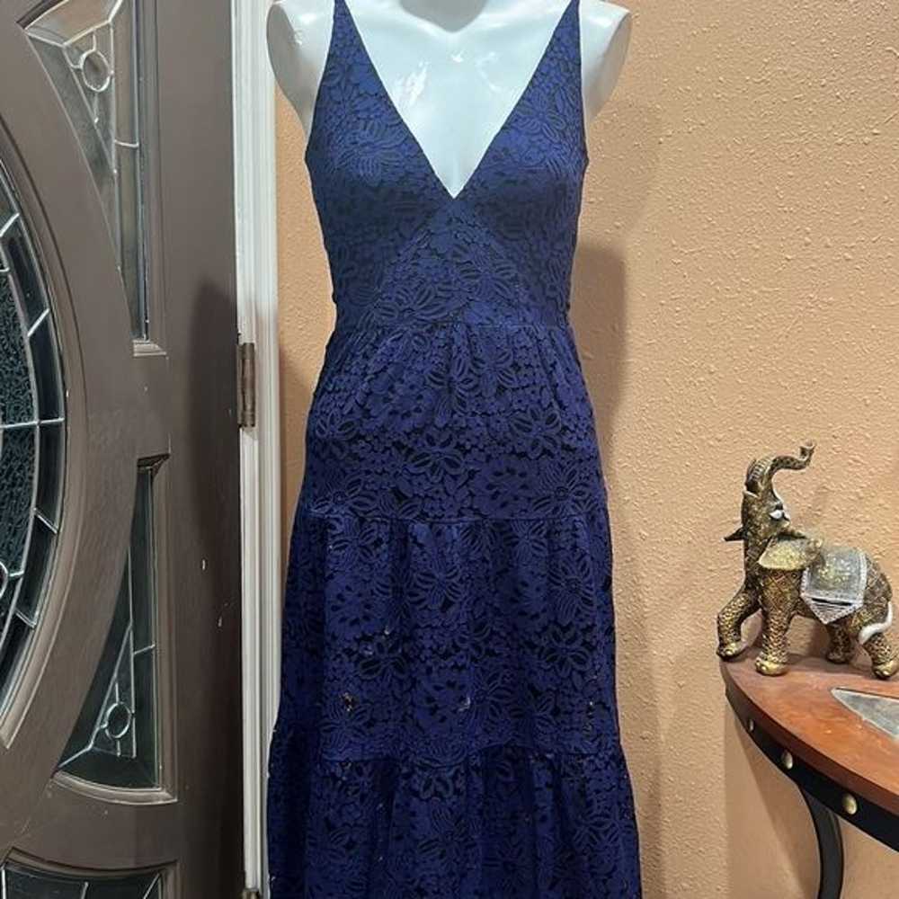 Dress the Population navy blue long lace dress - image 3