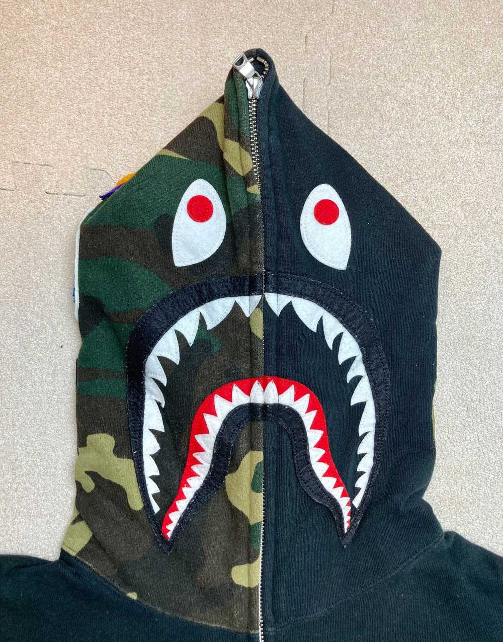 Bape Bape Black Half Green Camo Shark Full Zip Ho… - image 2