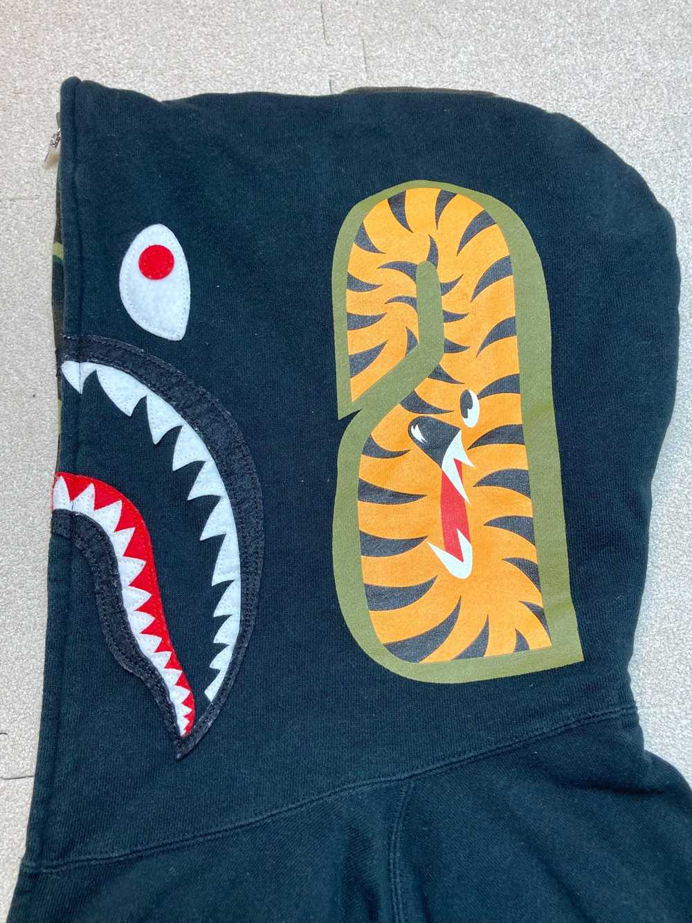 Bape Bape Black Half Green Camo Shark Full Zip Ho… - image 4