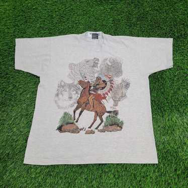 Fruit Of The Loom Vintage Native Warrior Shirt La… - image 1