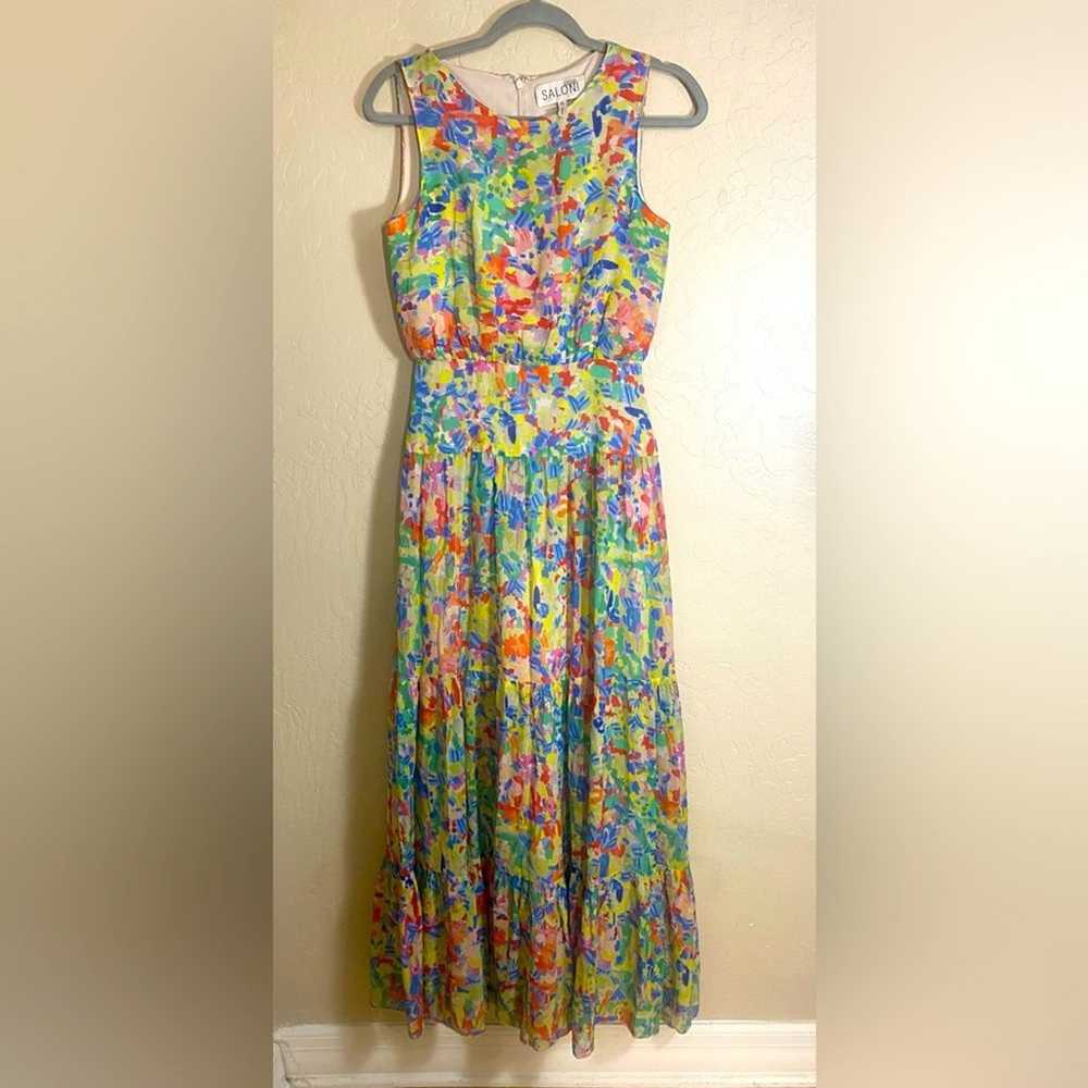 Saloni sleeveless floral print silk maxi - image 1