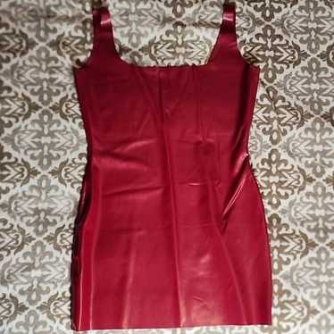 Dark Red Latex Mini Dress