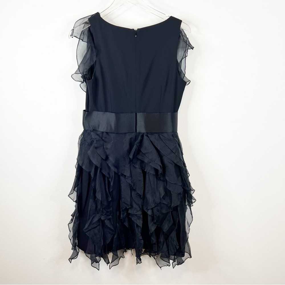 Marchesa Notte Silk Ruffle Dress 10 Black - image 3