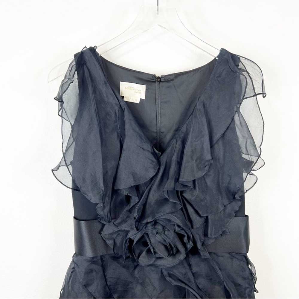 Marchesa Notte Silk Ruffle Dress 10 Black - image 4