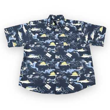 Puritan × Vintage Vintage Fishing Hawaiian Shirt … - image 1