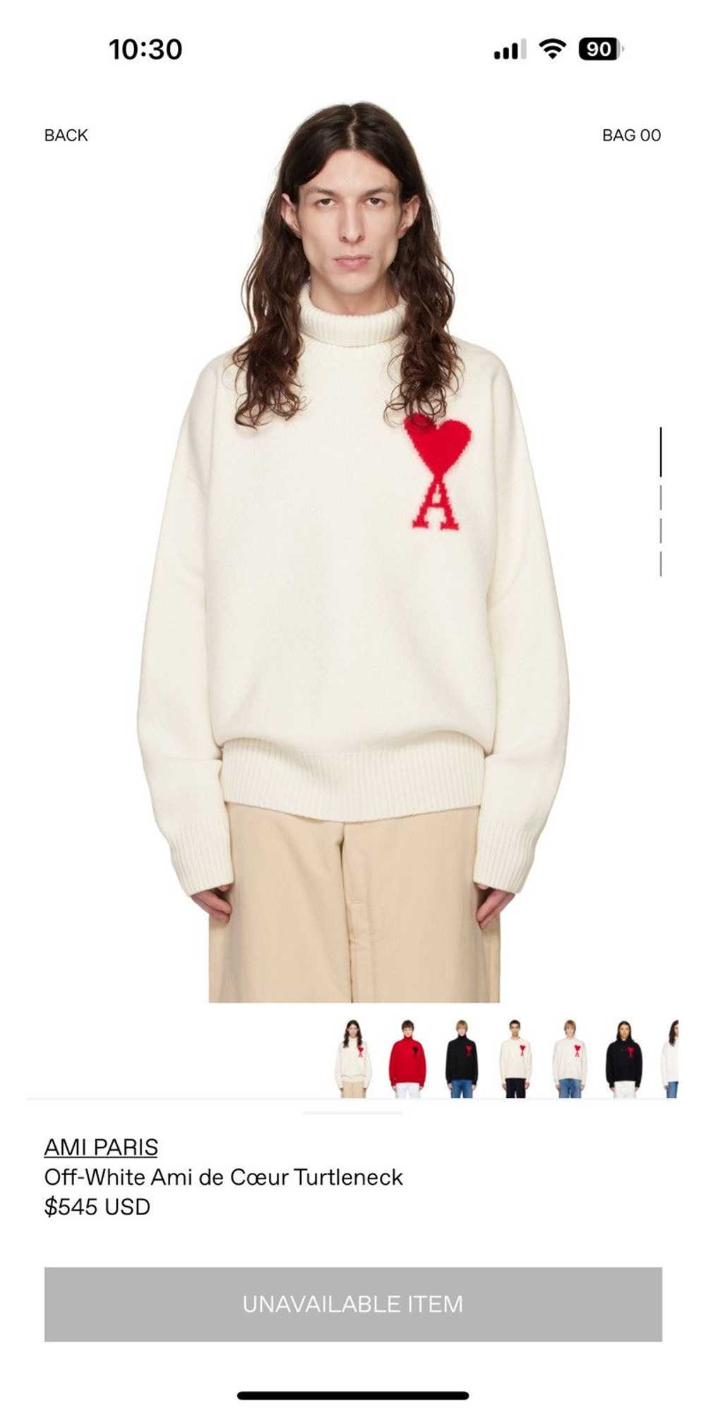 AMI AMI Paris Off-White Turtleneck Sweater - image 4