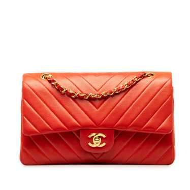 Red Chanel Medium Chevron Lambskin Double Flap Sh… - image 1