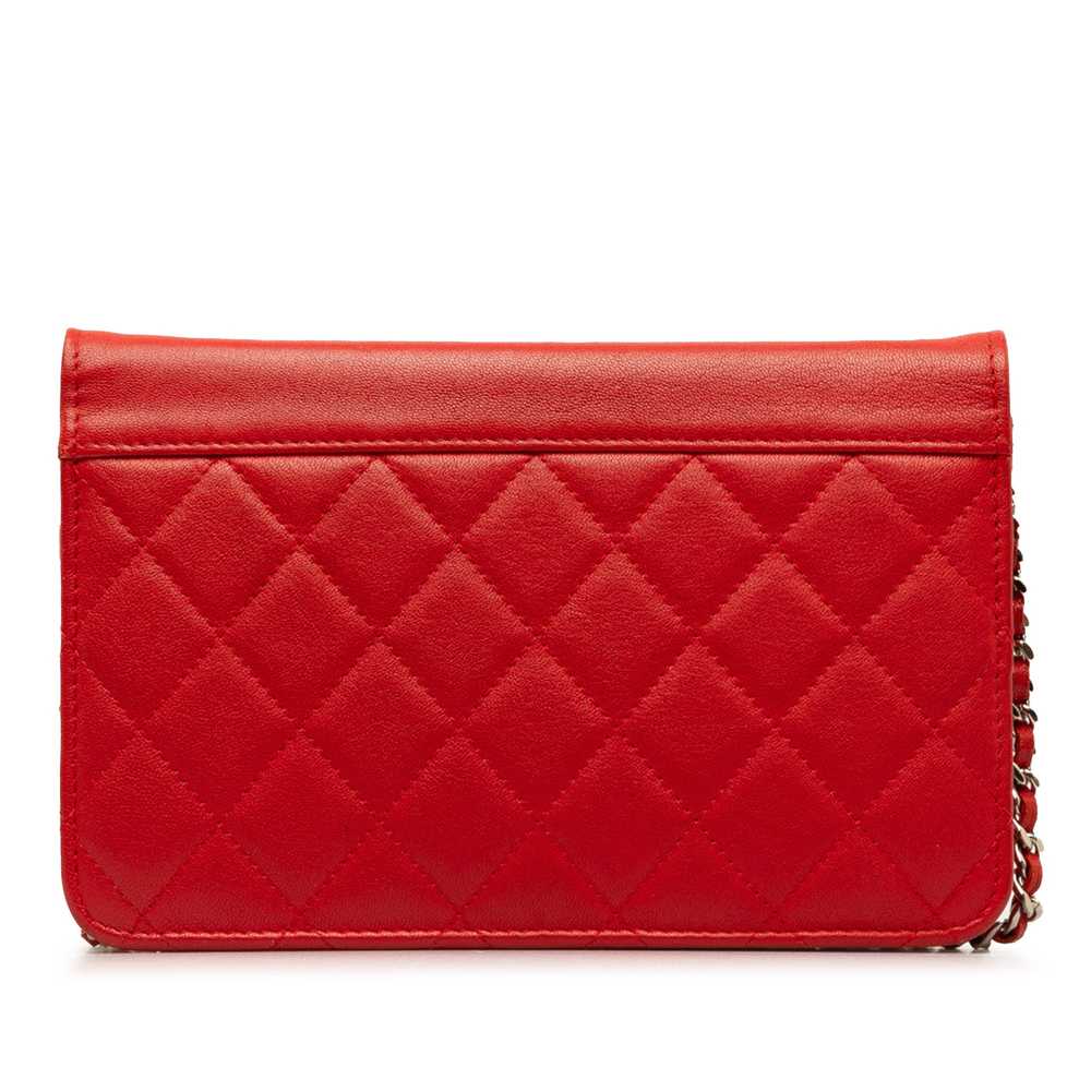 Red Chanel CC Lambskin Wallet on Chain Crossbody … - image 3