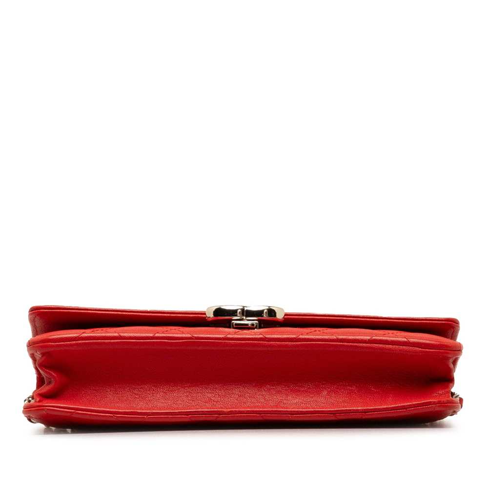 Red Chanel CC Lambskin Wallet on Chain Crossbody … - image 4