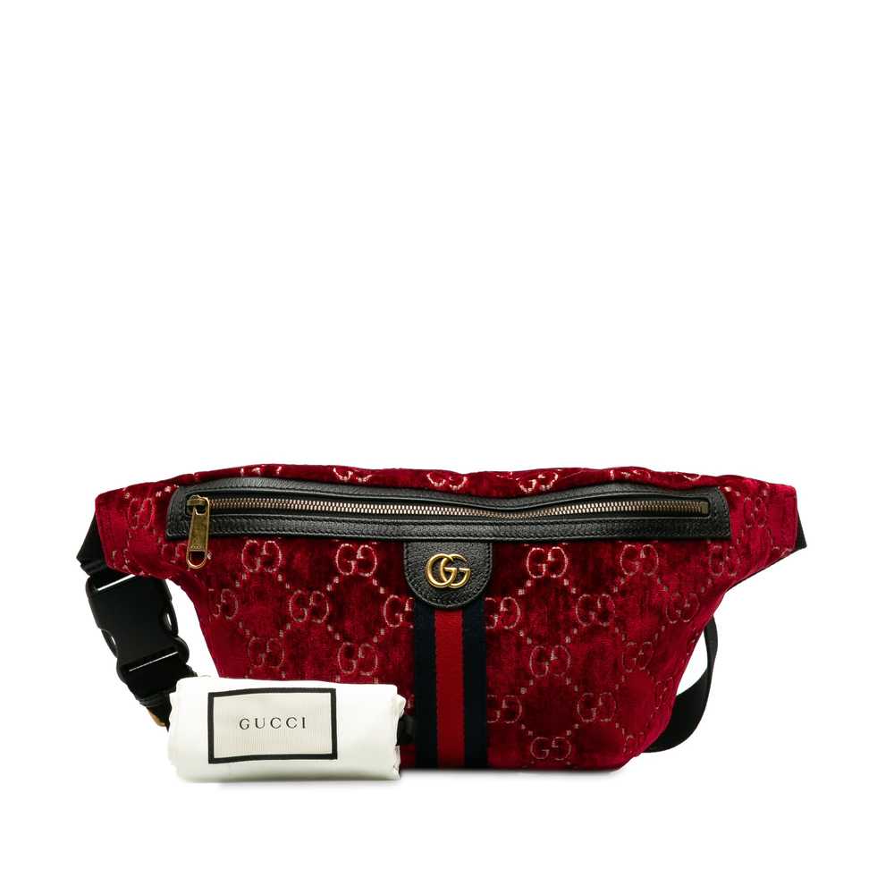Red Gucci GG Velvet Ophidia Belt Bag - image 10