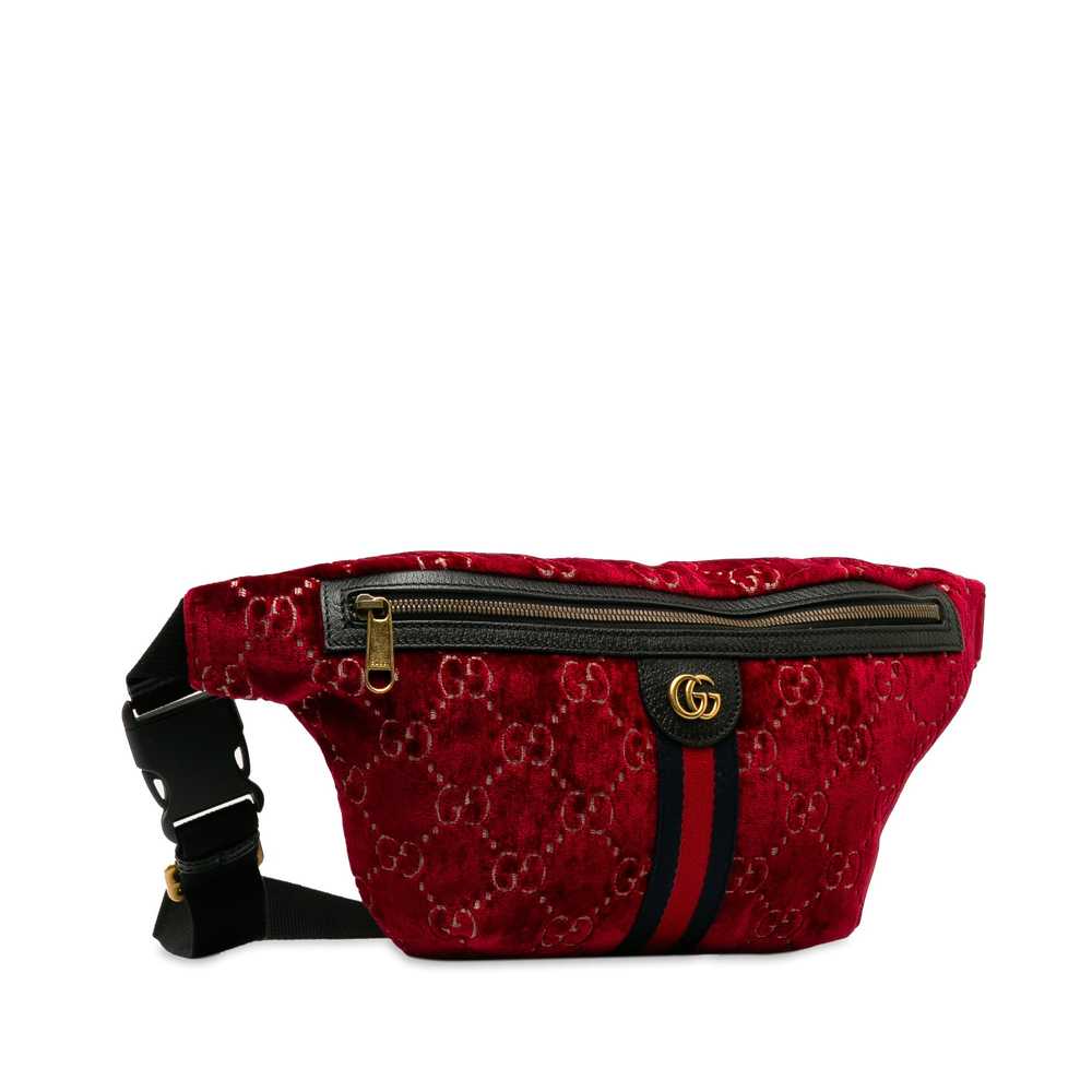 Red Gucci GG Velvet Ophidia Belt Bag - image 2