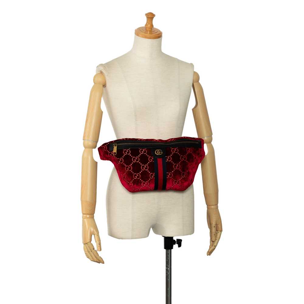 Red Gucci GG Velvet Ophidia Belt Bag - image 9
