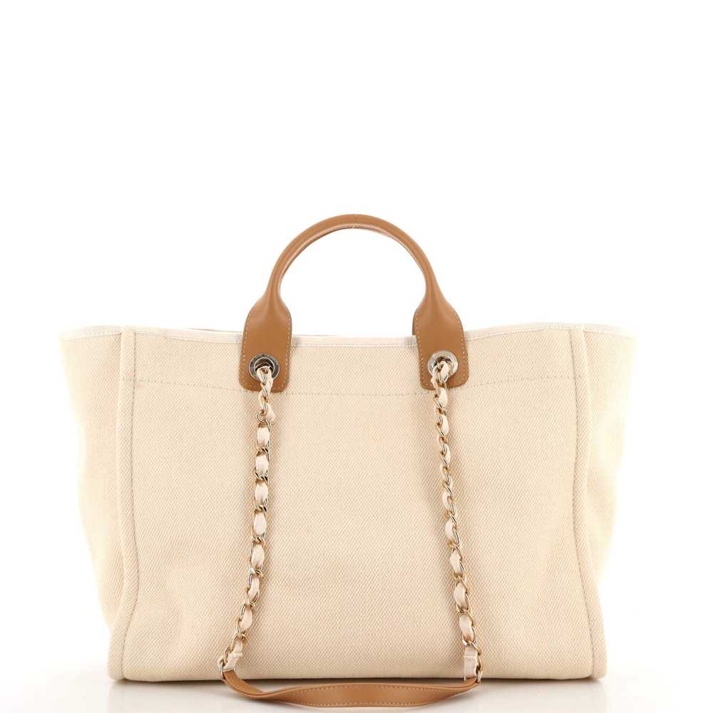 CHANEL Deauville Tote Pearl Embellished Canvas Me… - image 4