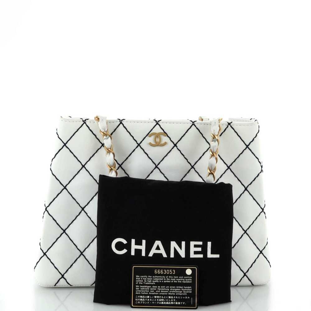 CHANEL Surpique Chain Tote Quilted Leather Medium - image 2
