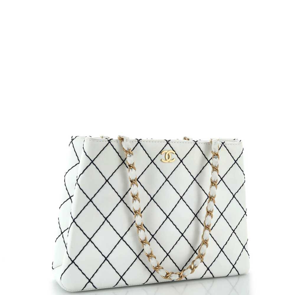 CHANEL Surpique Chain Tote Quilted Leather Medium - image 3