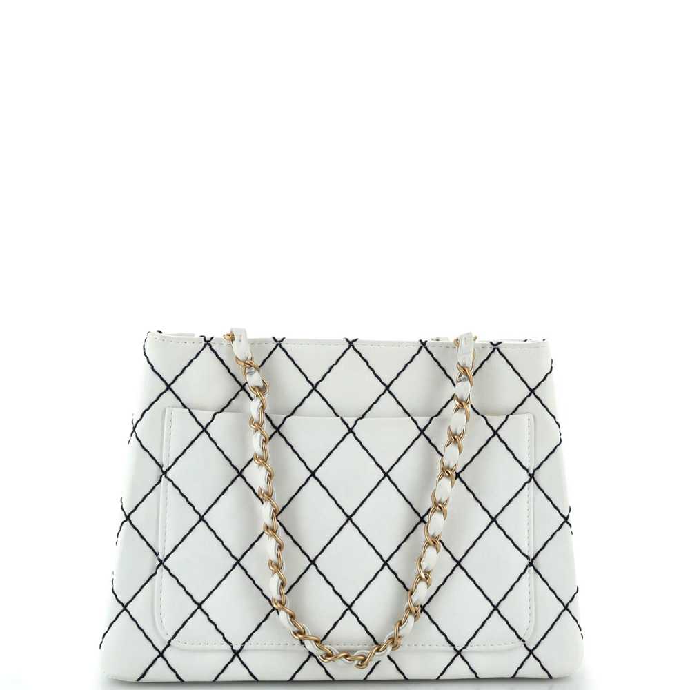 CHANEL Surpique Chain Tote Quilted Leather Medium - image 4