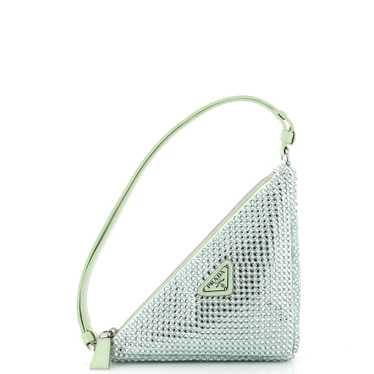 PRADA Triangle Top Handle Pouch Bag Crystal Embell