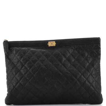 CHANEL Boy O Case Clutch Quilted Caviar Large - image 1