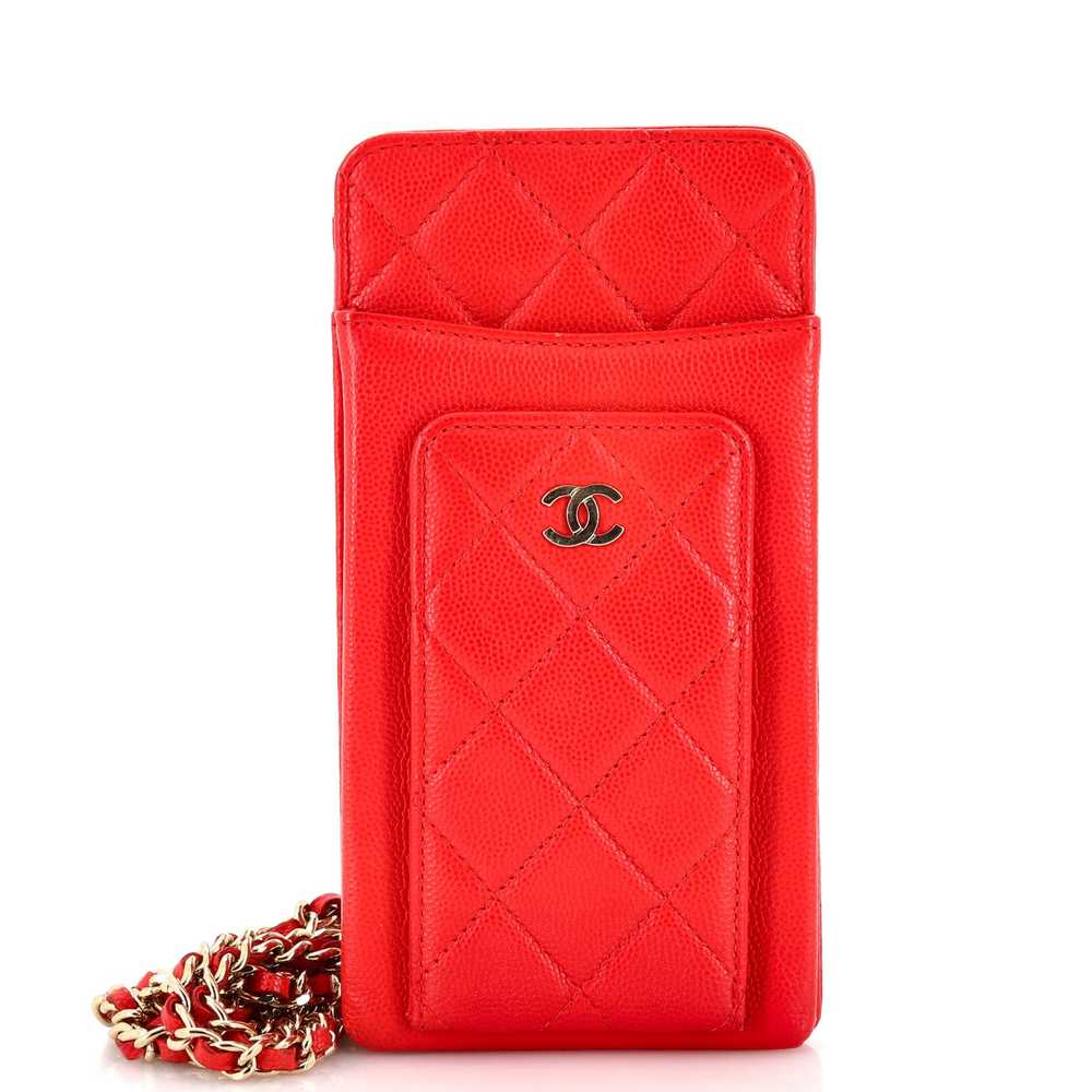 CHANEL O Phone Holder Crossbody Bag Quilted Caviar - image 1