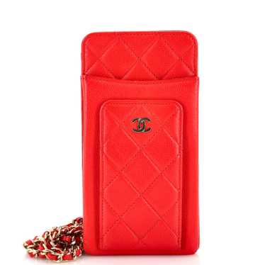 CHANEL O Phone Holder Crossbody Bag Quilted Caviar - image 1