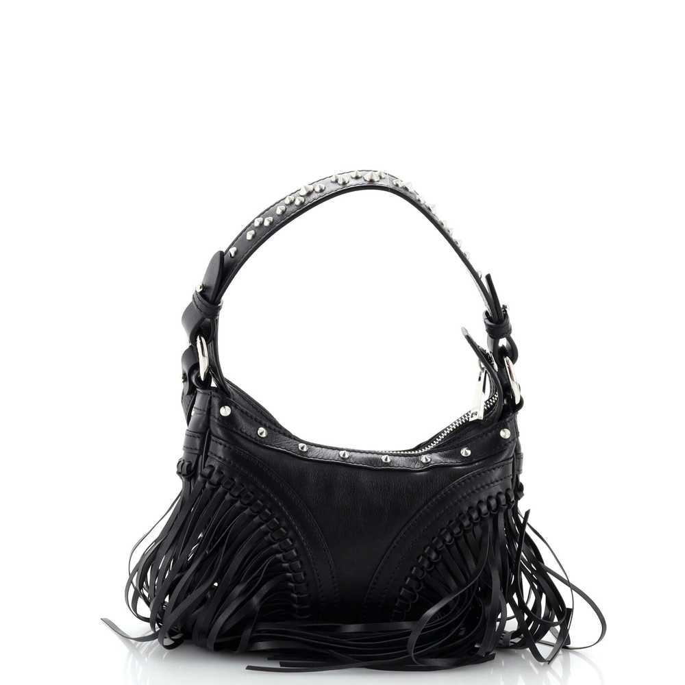 VERSACE Repeat Hobo Fringed Leather Mini - image 3