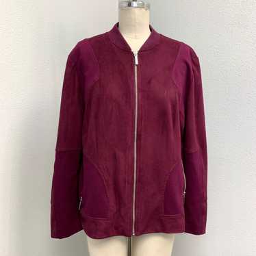 Vintage Chico's Faux Suede Knit Zip Up Jacket Wom… - image 1